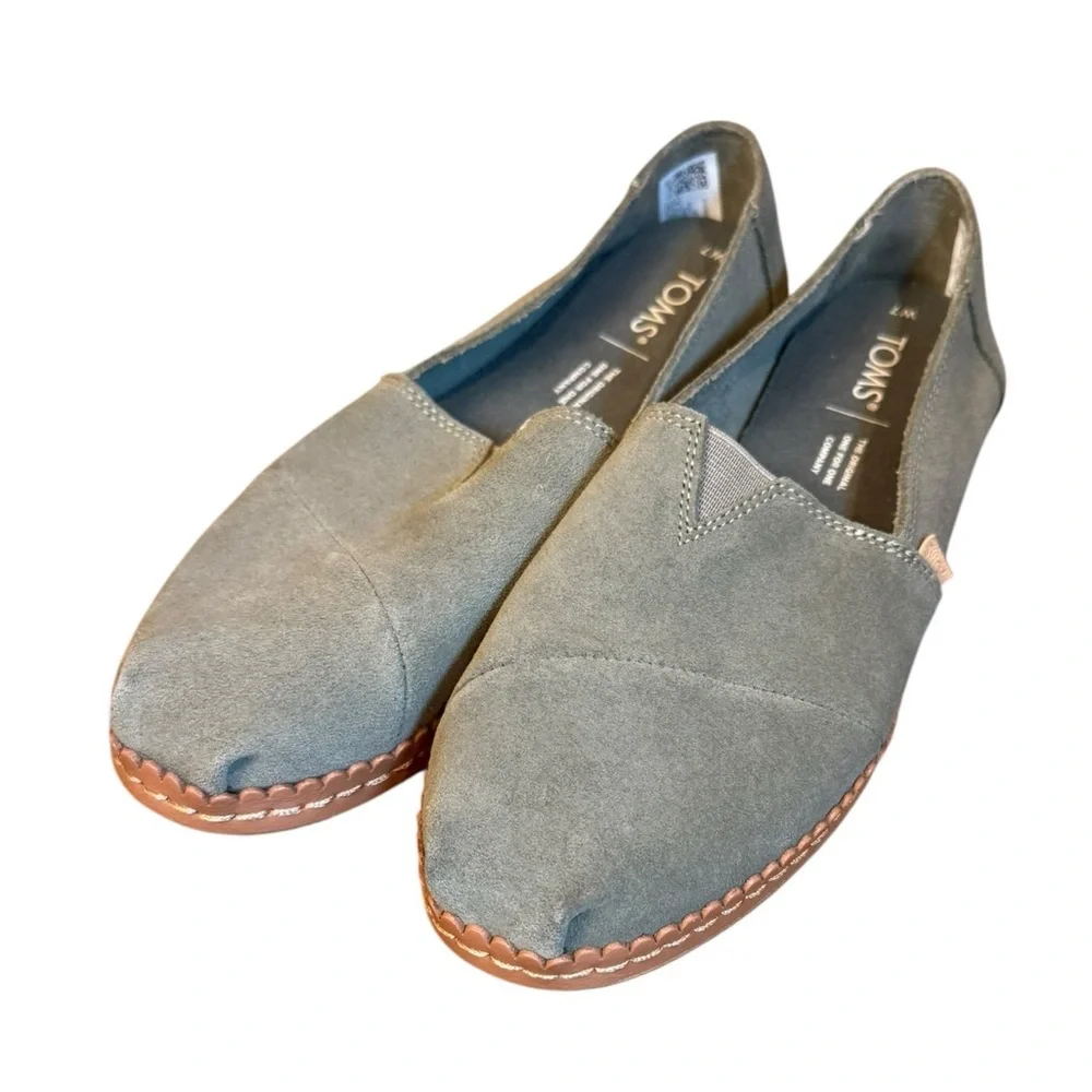 NWOB Tom’s Alparagata Sage Green Suede Wrap Espadriille Ladies Size 7